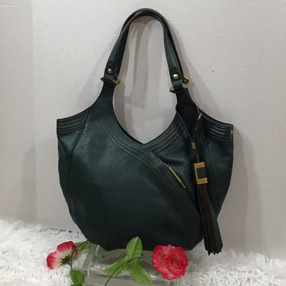 OrYany Tracy deep green pebbled leather hobo shoulder bag